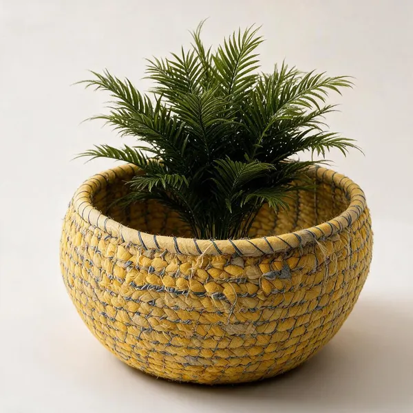 Fabric_Handcrafted_Yellow_Plant_Holder