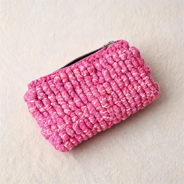 Salmon_Pink_Crochet_All_Purpose_Pouch_For_Unisex