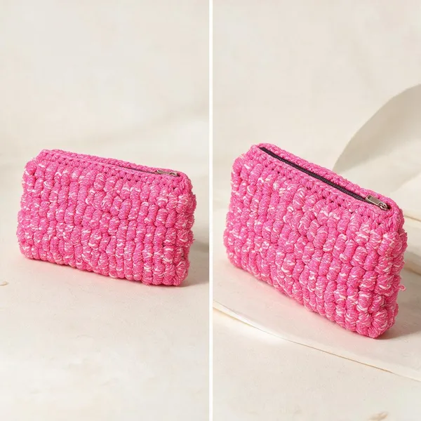 Salmon_Pink_Crochet_All_Purpose_Pouch_For_Unisex