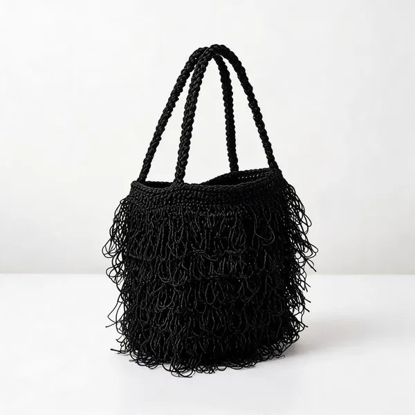 Midnight_Black_Crochet_Frilled_Satchel_Bag_For_Women