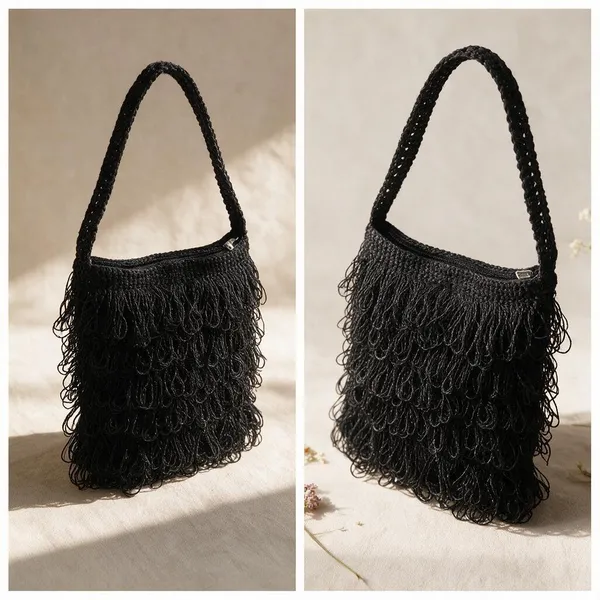 Midnight_Black_Crochet_Frilled_Satchel_Bag_For_Women