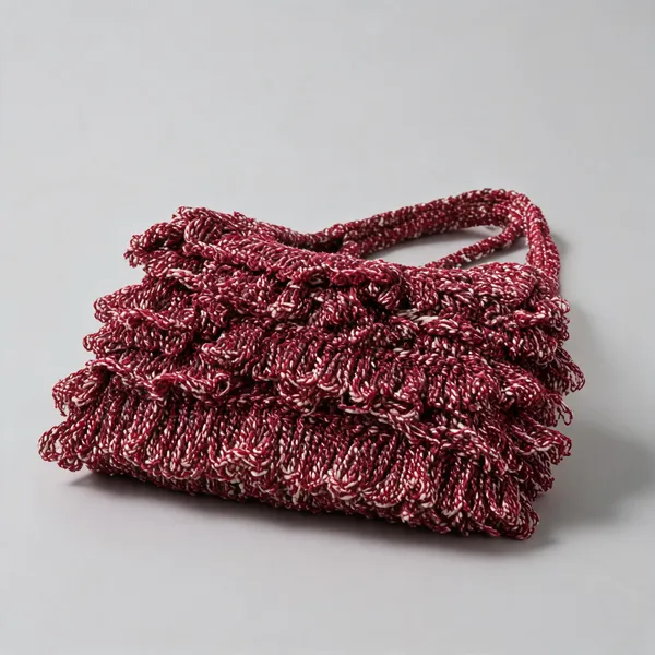 Burgundy_Crochet_Frilled_Satchel_Bag_For_Women