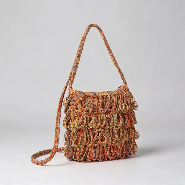 Bronze_Multi_Crochet_Frilled_Satchel_Bag_For_Women