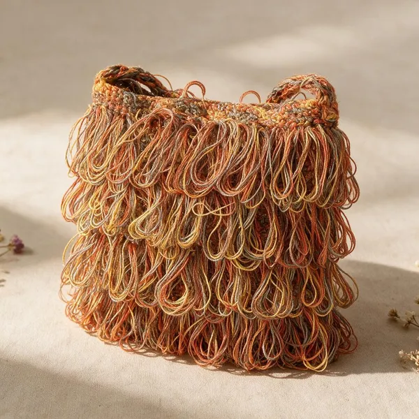 Bronze_Multi_Crochet_Frilled_Satchel_Bag_For_Women