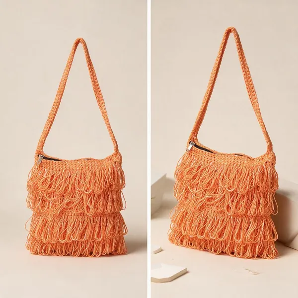 Orange_Crochet_Frilled_Satchel_Bag_For_Women