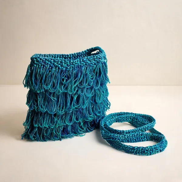 Cerulean_Multi_Crochet_Frilled_Satchel_Bag_For_Women