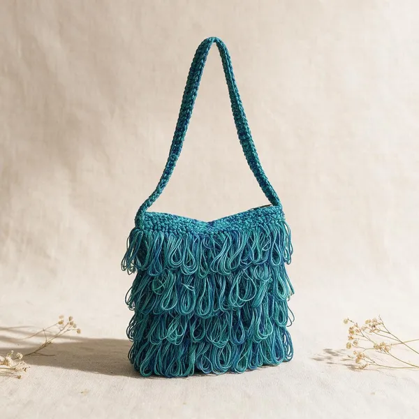 Cerulean_Multi_Crochet_Frilled_Satchel_Bag_For_Women