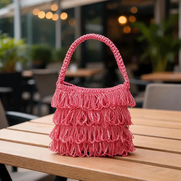 Salmon_Pink_Crochet_Frilled_Satchel_Bag_For_Women