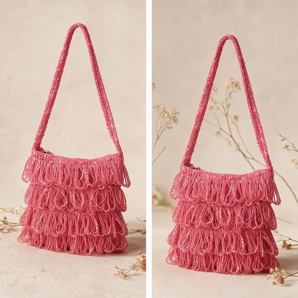 Salmon_Pink_Crochet_Frilled_Satchel_Bag_For_Women