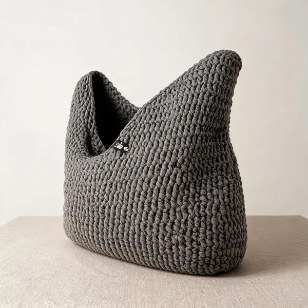 Gray_Cotton_Crochet_Beach_Tote_For_Unisex