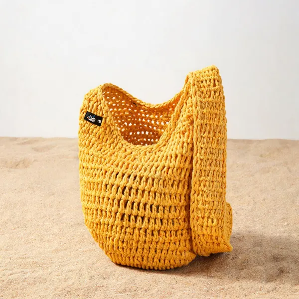 Golden_Cotton_Crochet_Beach_Tote_For_Men_Women