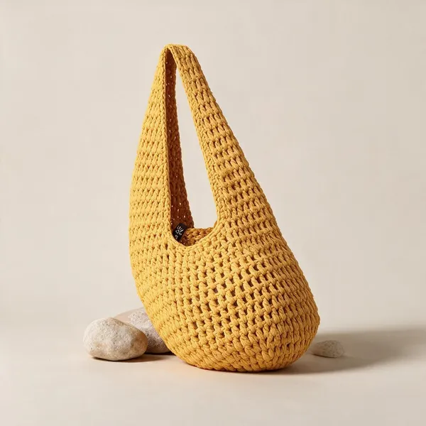 Golden_Cotton_Crochet_Beach_Tote_For_Men_Women