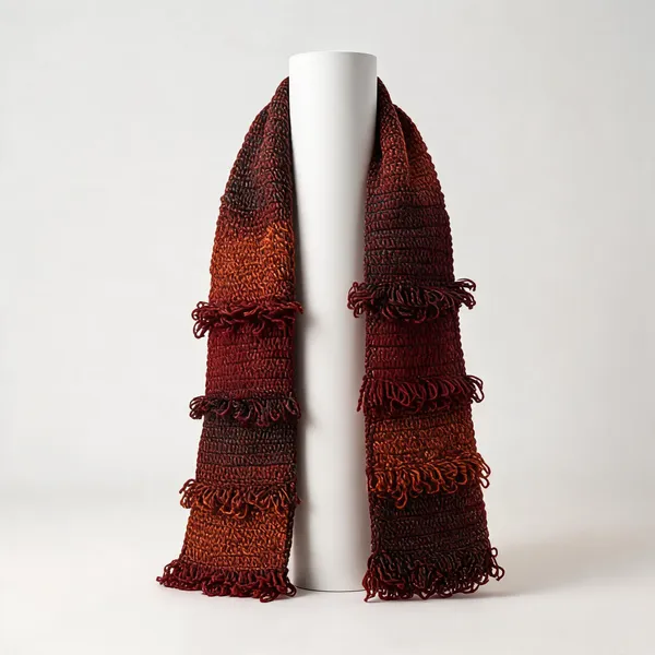 Mahogany_Acro_Wool_Crochet_Frilled_Scarf_For_Unisex