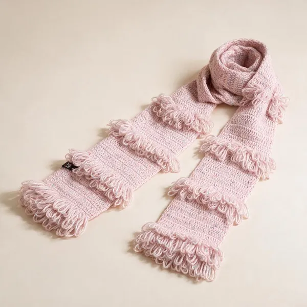Blush_Pink_Acro_Wool_Crochet_Frilled_Scarf_For_Unisex