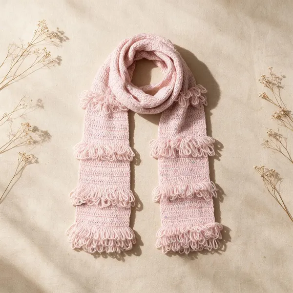 Blush_Pink_Acro_Wool_Crochet_Frilled_Scarf_For_Unisex