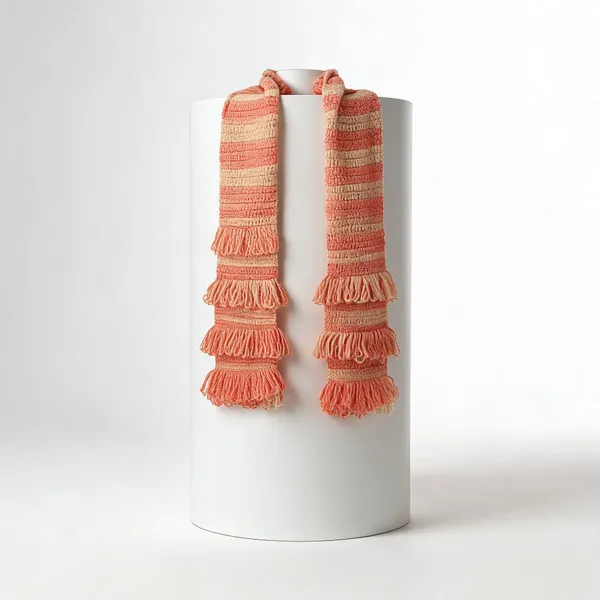 Peach_Yellow_Acrylic_Wool_Crochet_Frilled_Scarf_For_Unisex