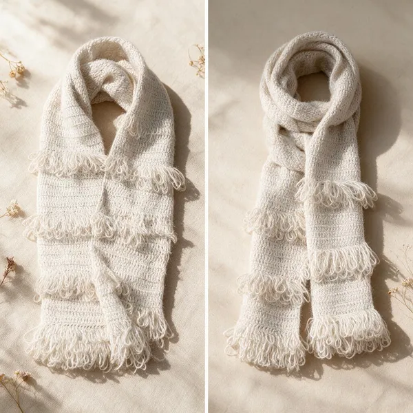 Ivory_Acro_Wool_Crochet_Frilled_Scarf_For_Men/Women
