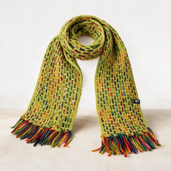 Parrot_Green_Acrylic_Wool_Fusion_Weave_Scarf_For_Unisex