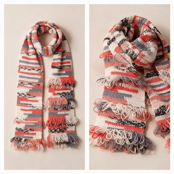 Koi_Orange_Acro_Wool_Crochet_Frilled_Scarf_For_Unisex