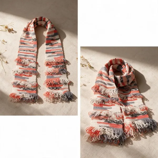 Koi_Orange_Acro_Wool_Crochet_Frilled_Scarf_For_Unisex