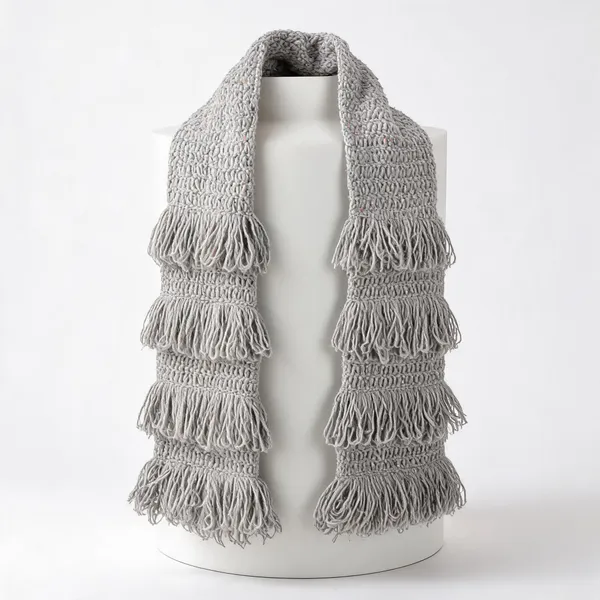 Grey_Acrylic_Wool_Crochet_Frilled_Scarf_For_Unisex