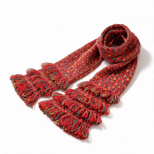 Crimson_Acro_Wool_Crochet_Frilled_Scarf_For_Men/Women
