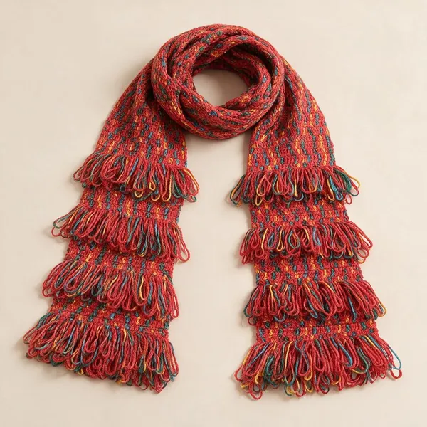 Crimson_Acro_Wool_Crochet_Frilled_Scarf_For_Men/Women