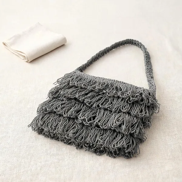 Gray_Crochet_Frilled_Satchel_Bag_For_Women