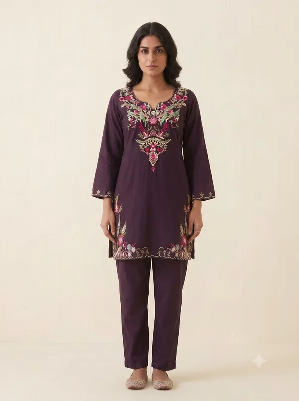 Dark_Purple_Heavy_Rayon_Floral_Embroidered_Co-Ord_Set_For_Women