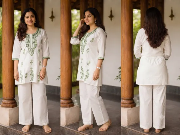 White_Heavy_Rayon_Embroidered_Tunic_Co-Ord_Set_For_Women
