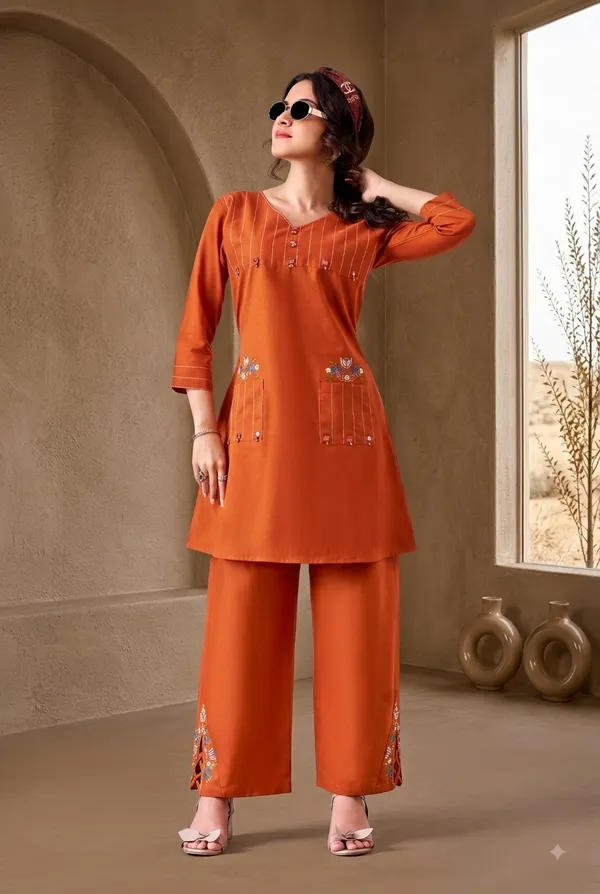 Orange_Cotton_Flex_Hand-Embroidered_Wide-Leg_Co-Ord_Set_For_Women