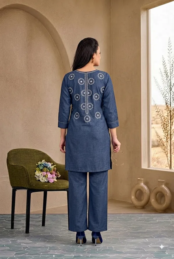 Blue_Linen_Cotton_Gold_Embroidered_Wide-Leg_Co-Ord_Set_For_Women
