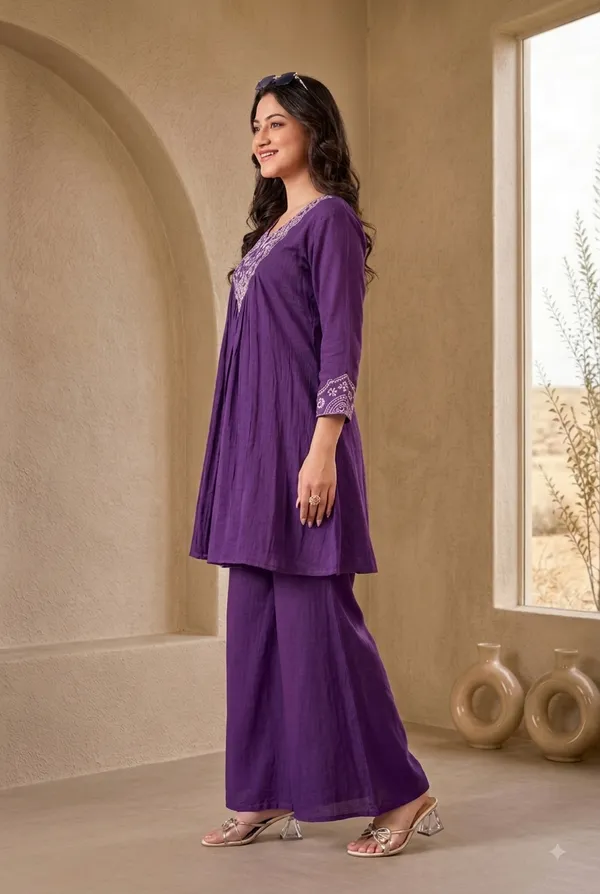 Purple_Cotton_Flared_Tunic_Sharara_Co-Ord_Set_For_Women