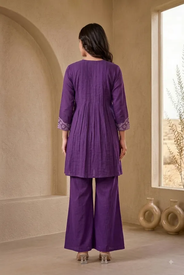 Purple_Cotton_Flared_Tunic_Sharara_Co-Ord_Set_For_Women