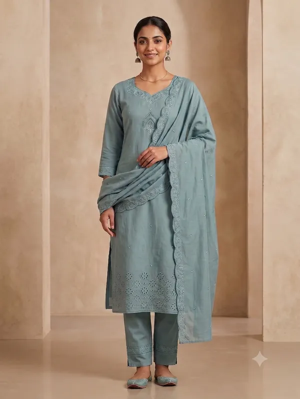 Light_Blue_Roman_Silk_Embroidered_3-Piece_Kurta_Trouser_Kurti_Set_For_Women