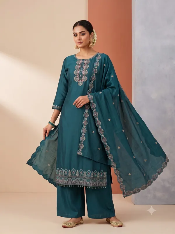Green_Roman_Silk_Embroidered_Palazzo_Kurti_Set_For_Women