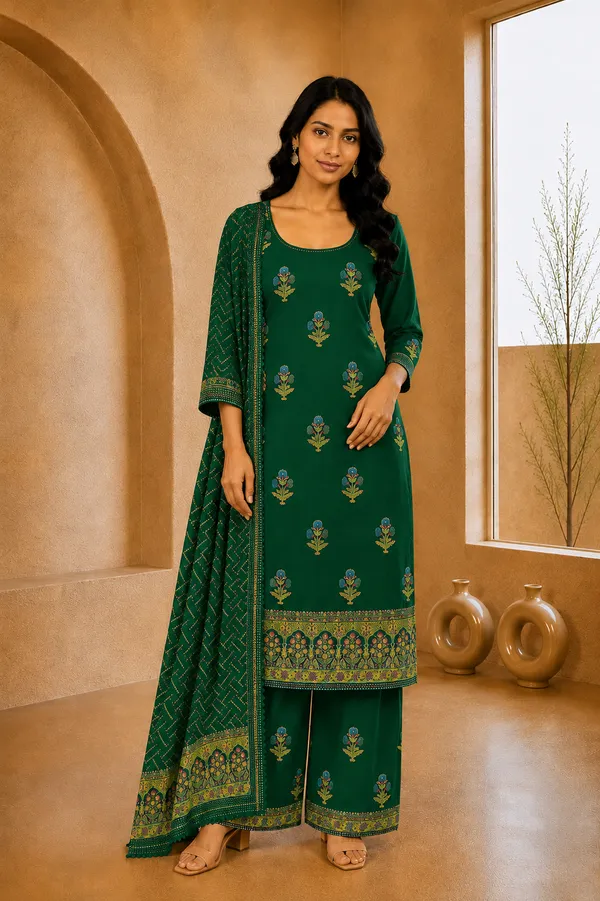 Magenta_Modal_Silk_Hand-Block_Printed_Unstitched_Kurti_Set_For_Women