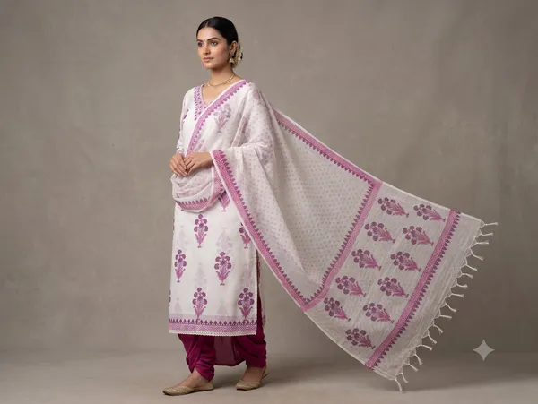 Pastel_Purple_Cotton_Hand-Block_Printed_Unstitched_Kurti_Set_For_Women