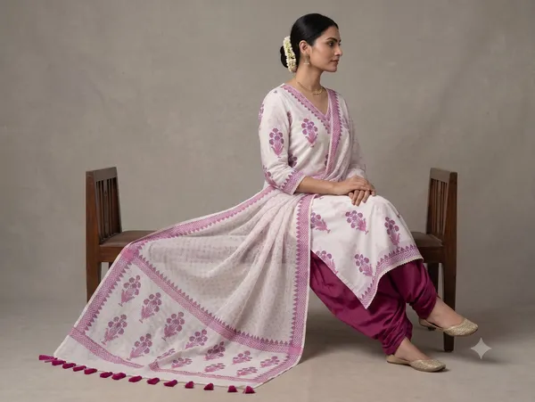 Pastel_Purple_Cotton_Hand-Block_Printed_Unstitched_Kurti_Set_For_Women
