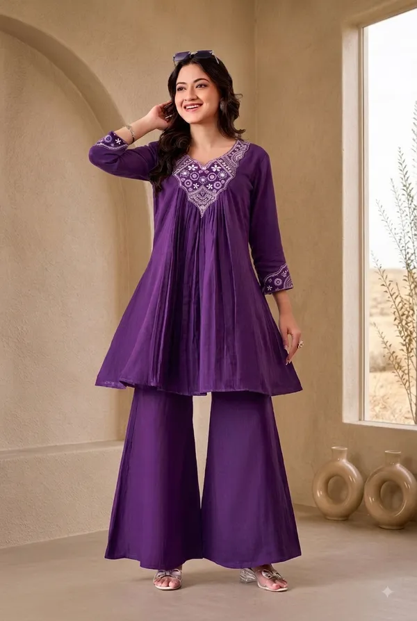 Royal_Purple_Charm_Embroidered_Double_Cloth_Flared_Tunic_Sharara_Trouser_Set_319