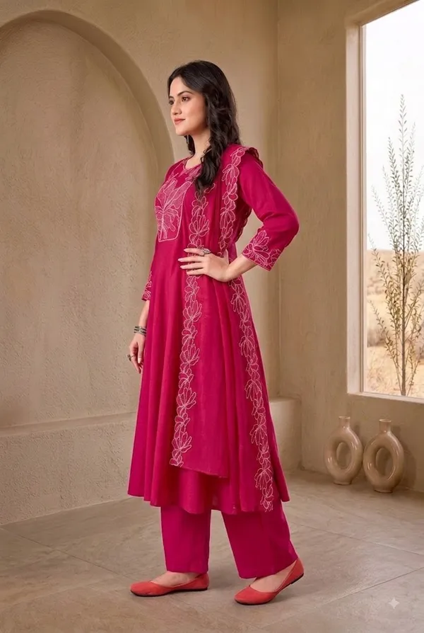 Radiant_Magenta_Floral_Embroidered_Mal_Cotton_Anarkali_Suit_Set_With_Matching_Dupatta_313