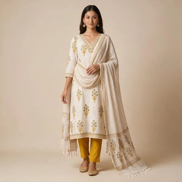 Pastel_Yellow_Cotton_Hand-Block_Printed_Unstitched_Kurti_Set_For_Women