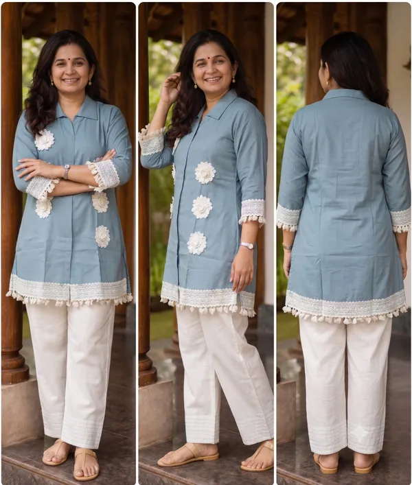 Serene_Powder_Blue_Floral_Applique_Collared_Tunic_Amp_Off_White_Trousers_Set_In_Premium_Veticle_Fabric_02880