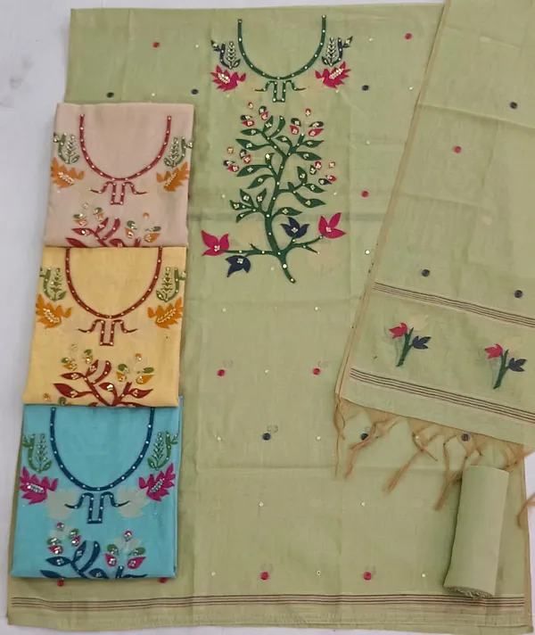 Pastel_Embroidered_Mirror_Yoke_Chanderi_Jamdani_3_Piece_Unstitched_Churidar_Dress_Material_Set_Fs434d