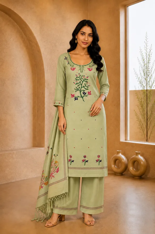 Pastel_Embroidered_Mirror_Yoke_Chanderi_Jamdani_3_Piece_Unstitched_Churidar_Dress_Material_Set_Fs434d