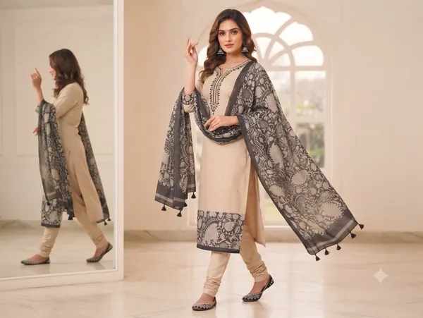 Elegant_Semi_Tussar_Kalamkari_Print_3_Piece_Salwar_Suit_Set_Fsrd205