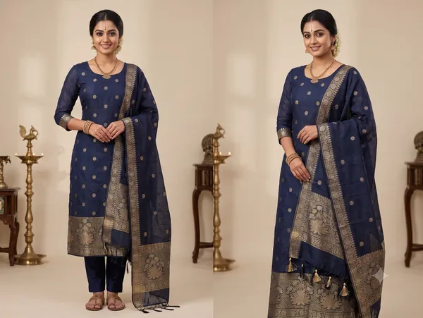 Royal_Midnight_Navy_Chanderi_Linen_Jamdani_Zari_Weaving_3_Piece_Unstitched_Churidar_Dress_Material_Set_Fs281d