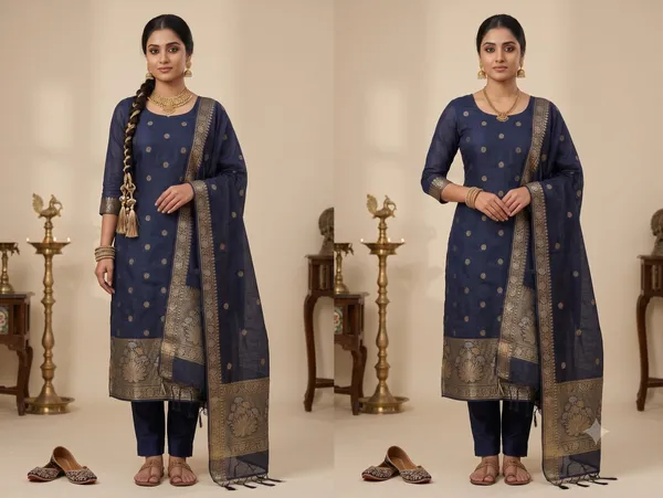 Royal_Midnight_Navy_Chanderi_Linen_Jamdani_Zari_Weaving_3_Piece_Unstitched_Churidar_Dress_Material_Set_Fs281d
