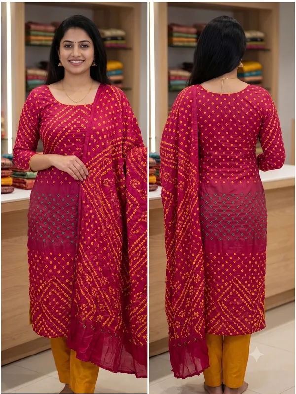 Dark_Rani_Pink_Amp_Mustard_Yellow_Bandhani_Modal_Silk_Unstitched_3_Piece_Suit_Set_Festive_Amp_Party_Wear_Churidar_Dress_Material_13