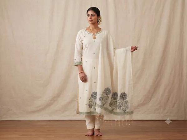 Ivory_Jamdani_3_Piece_Suit_Set_With_Floral_Glass_Work_Matching_Dupatta_Fsrd164a